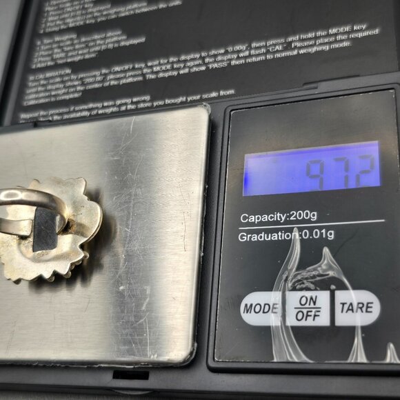 925 Sterling Silver Plt Abalone Shell Ring Size 8 Bezel Setting Statement - Picture 11 of 11